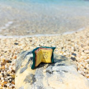 Handmade Green Magical Book Miniature with Hand-Painted Details