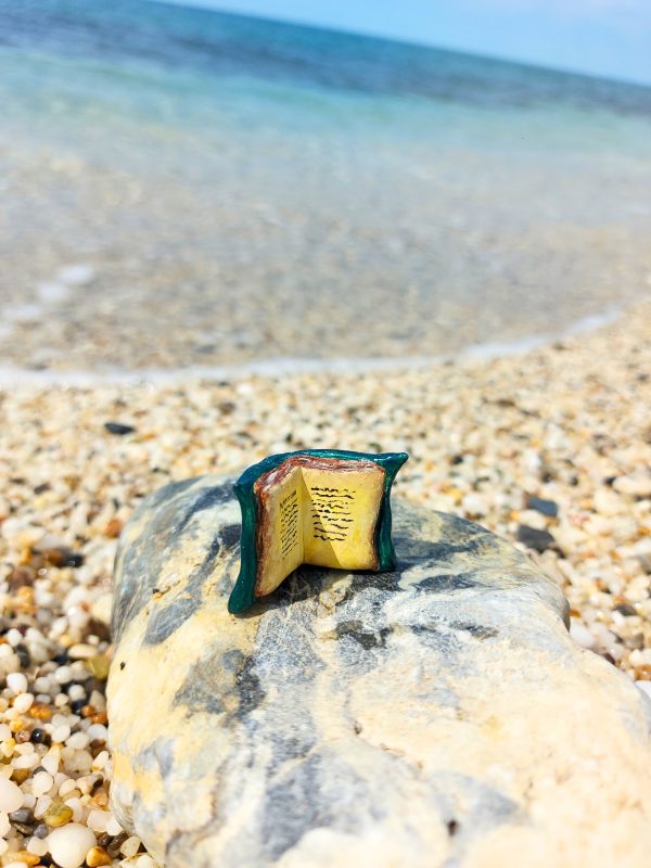 Handmade Green Magical Book Miniature with Hand-Painted Details