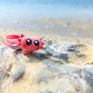 Handmade Pink Axolotl Miniature with Hand-Painted Details- Front view